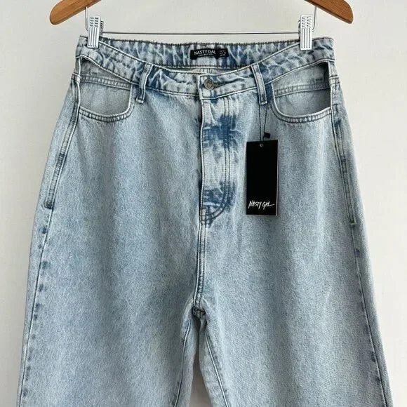 NWT Nasty Gal High Waist Wide Leg Cut Out Jeans - Picture 3 of 11
